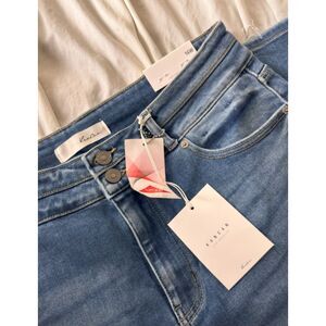 KANCAN Straight Leg - Dark Wash Designer Jeans - Dual Button Closure - High Rise